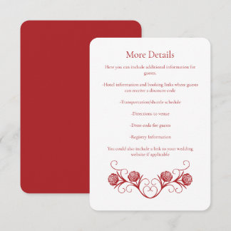 Moderne gotische Rose Wirbel Crimson Red Wedding Begleitkarte