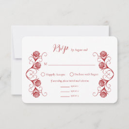 Moderne gotische Rose Wirbel Crimson Red Wedding RSVP Karte