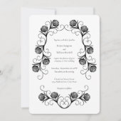 Moderne gotische Rose Wirbel Schwarz-Weiß-Hochzeit Einladung (Vorderseite)