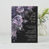 Moderne gotische Schwarze Hochzeit Einladung (Stehend Vorderseite)