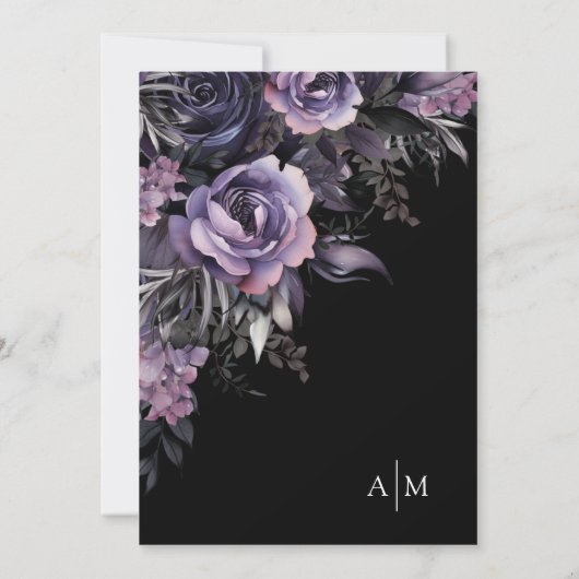 Moderne gotische Schwarze Hochzeit Einladung (Rückseite)