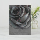 Moderne gotische Schwarze Rose Moody Elegant Handf Einladung (Stehend Vorderseite)