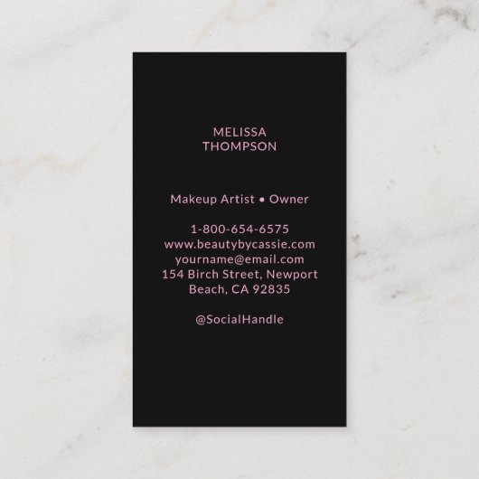 Moderne Göttin Makeup Haar Nägel Pink Black Chic Visitenkarte (Rückseite)