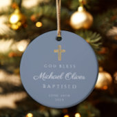 Moderne Gottsbless Cross Boy Taufe Keramik Ornament