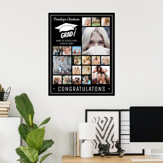 Moderne GRAD 13 x Foto Collage Graduation Party Poster (Heimbüro)