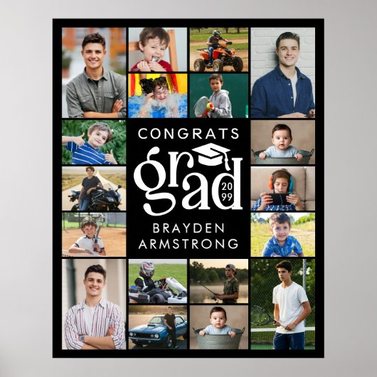 Moderne Grad 18 Foto Collage Fett Typ Cap Poster (Vorne)