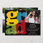Moderne Grad-2-Foto-Graduierungspartei - Einladung (Vorne/Hinten)