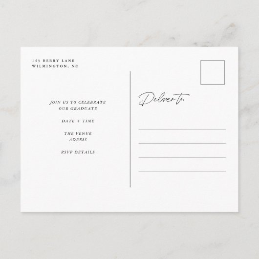 Moderne Grad 3 FotoCollage Ankündigungspostkarte (Rückseite)