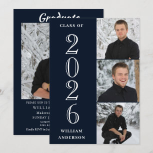 Moderne Grad 4 FOTO Collage Graduation Party Einladung