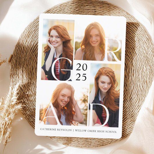 Moderne Grad 4 Fotos Einfache Abschluss Einladung