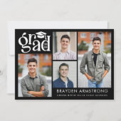 Moderne GRAD 4 Fotos Schwarz-weiß Einladung (Vorderseite)