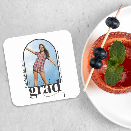 Moderne GRAD Black Arch Foto Graduation Party Rechteckiger Pappuntersetzer