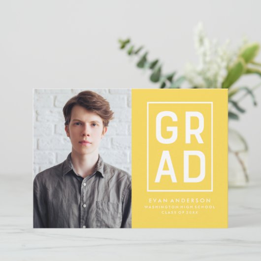 Moderne Grad Block Abschluss Ankündigung gelb (Stehend Vorderseite)