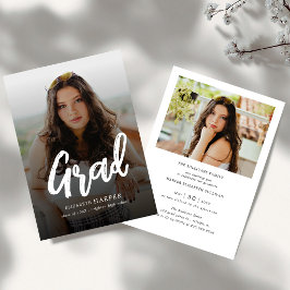 Moderne Grad Brush Schrift Foto Abschlussfeier Einladung