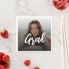 Moderne Grad Brush Schrift Foto Abschlussfeier Serviette