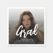 Moderne Grad Brush Schrift Foto Abschlussfeier Serviette (Vorderseite)
