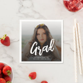 Moderne Grad Brush Schrift Foto Abschlussfeier Serviette