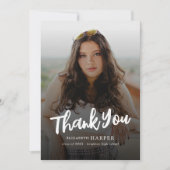 Moderne Grad Brush Script Foto Abschlussfeier Dankeskarte (Vorderseite)