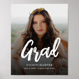 Moderne Grad Brush Script Foto Abschlussfeier Poster
