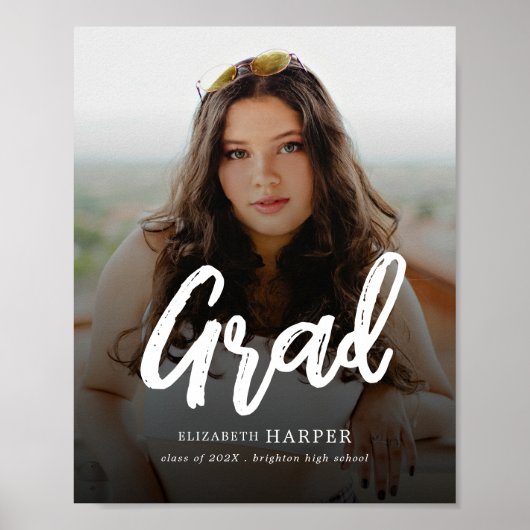 Moderne Grad Brush Script Foto Abschlussfeier Poster (Vorne)