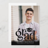 Moderne GRAD Cap Typografie 2 Fotos Schwarz Ankündigung (Vorne/Hinten)