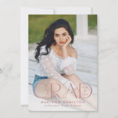 Moderne Grad Dusty Rose Typografie Foto Abschluss Ankündigung (Vorderseite)