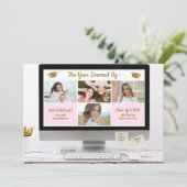 Moderne Grad Foto Collage Funny Graduation Party Einladung (Stehend Vorderseite)