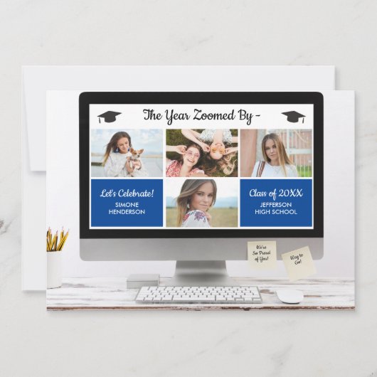 Moderne Grad Foto Collage Funny Graduation Party Einladung (Vorderseite)