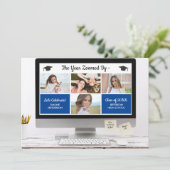 Moderne Grad Foto Collage Funny Graduation Party Einladung (Stehend Vorderseite)