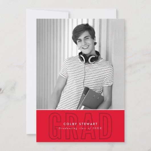 MODERNE GRAD Foto Kontur Overlay Rot Einladung (Vorderseite)