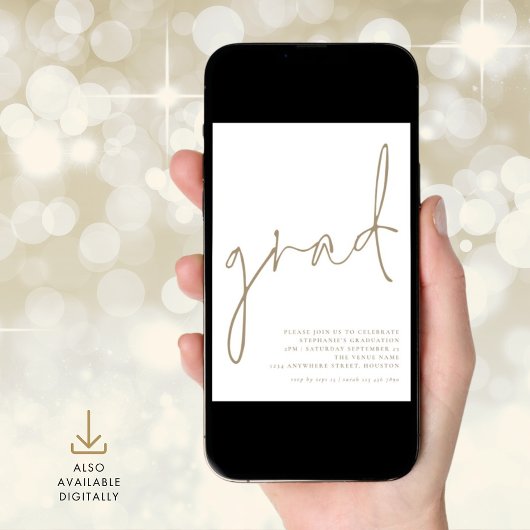Moderne Grad-Gold-Script-Graduierungspartei Einladung