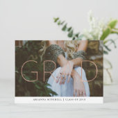 Moderne Grad Imitats Rose Gold Foto Graduation Par Einladung (Stehend Vorderseite)
