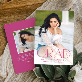 Moderne Grad Magenta Typografie 2 Foto Abschluss Ankündigung