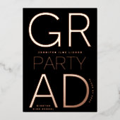 MODERNE GRAD PARTY Class of 2024 ROSE Gold Pressed Folieneinladung (Vorderseite)