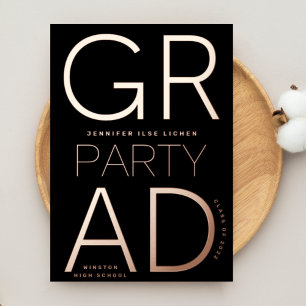 MODERNE GRAD PARTY Class of 2024 ROSE Gold Pressed Folieneinladung