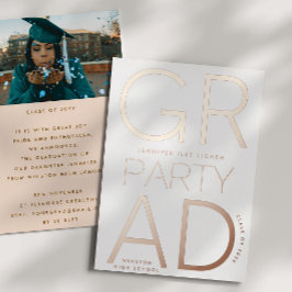 MODERNE GRAD PARTY Class of 2025 ROSE Gold Pressed Folieneinladung