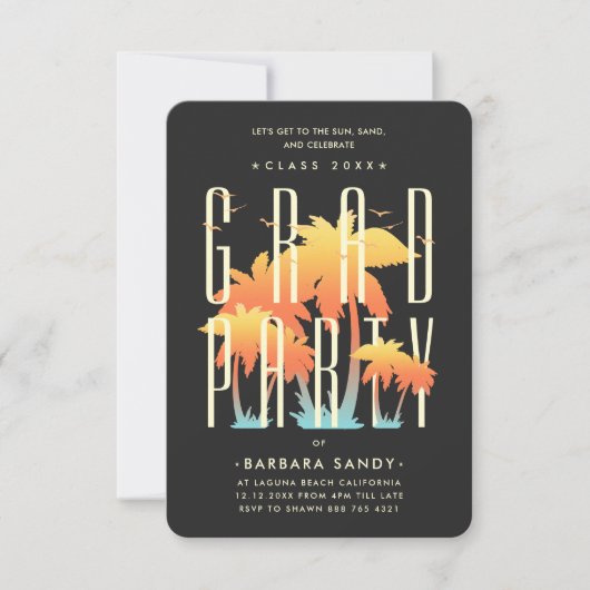 Moderne Grad Party Summer Graduation Party Einladung (Vorderseite)