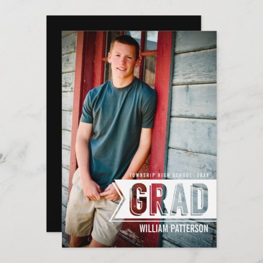 Moderne Grad Typ Foto Graduation Party Einladung (Vorne/Hinten)