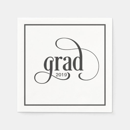 Moderne Grad Typografy Graduation Party with Year Serviette (Vorderseite)