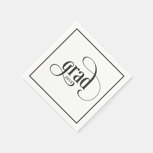 Moderne Grad Typografy Graduation Party with Year Serviette (Ecke)