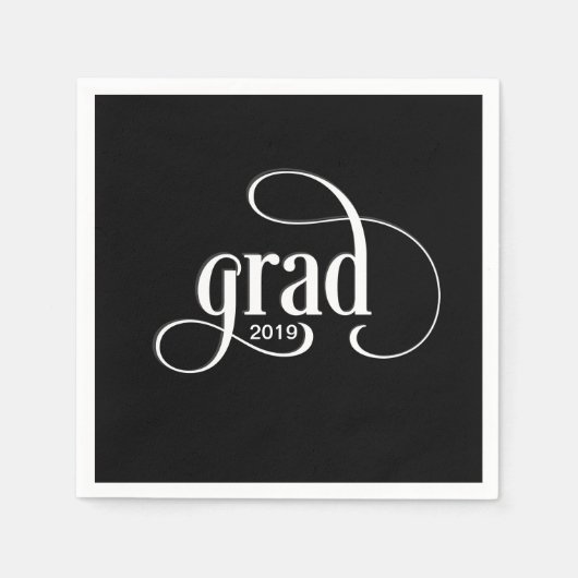 Moderne Grad Typografy Graduation Party with Year Serviette (Vorderseite)