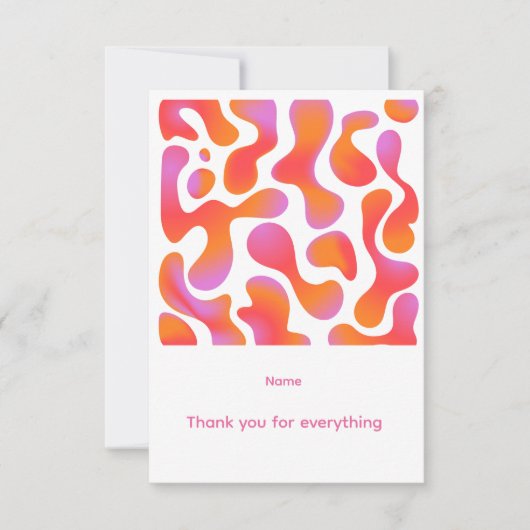 Moderne Gradient-Blobs in Rosa und Orange Dankeskarte (Vorderseite)