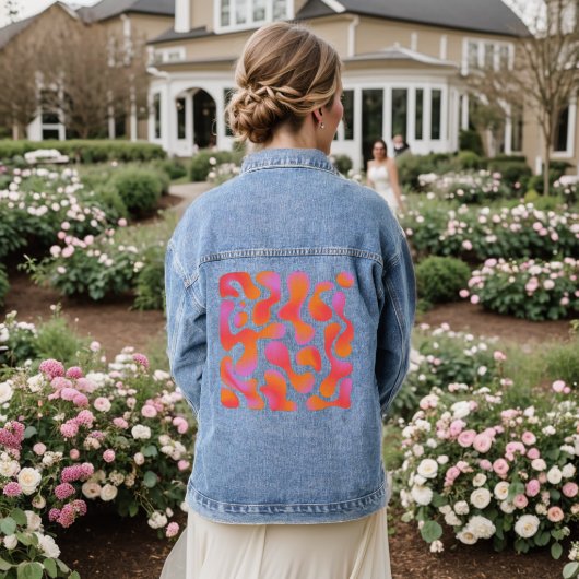 Moderne Gradient-Blobs in Rosa und Orange Jeansjacke (Hochzeit Rückseite)