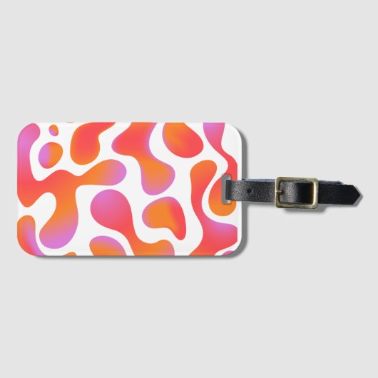 Moderne Gradient-Blobs-Muster in Pink und Orange Gepäckanhänger (Vorderseite (Horizontal))