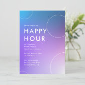 Moderne Gradient Happy Hour (Blau) Einladung (Stehend Vorderseite)