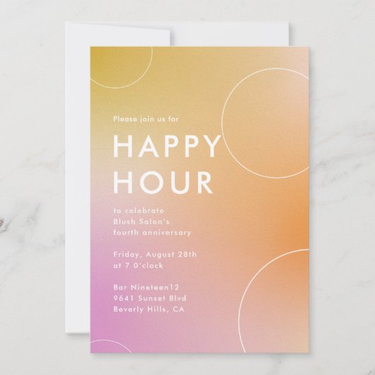 Moderne Gradient Happy Hour Einladung (Vorderseite)