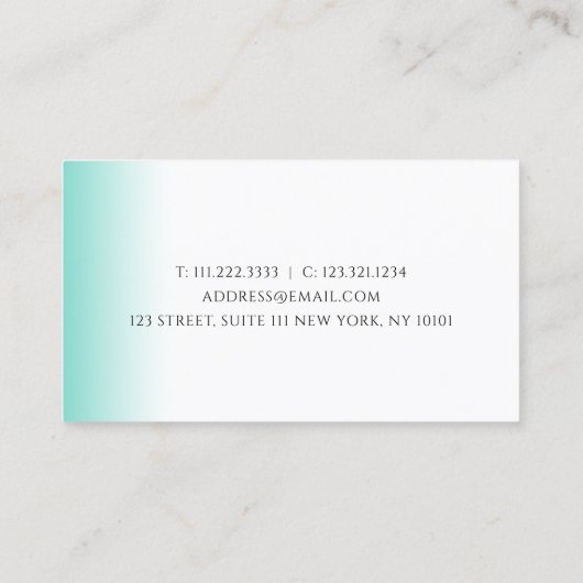 Moderne Gradientenminze, weiß Make-up & Haare Visitenkarte (Rückseite)