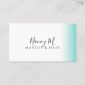 Moderne Gradientenminze, weiß Make-up & Haare Visitenkarte (Vorderseite)