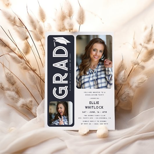 Moderne Graduate 2 Foto Graduate Party Einladung