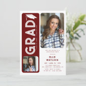Moderne Graduate 2 Foto Graduate Party Einladung (Stehend Vorderseite)